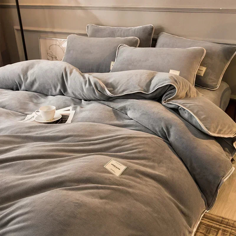 Winter New Coral Velvet Warm Quilt  Cover Soft Plush Quilt Cover Flannel Duvet Cover Bedding Home housse de couette 이불커버