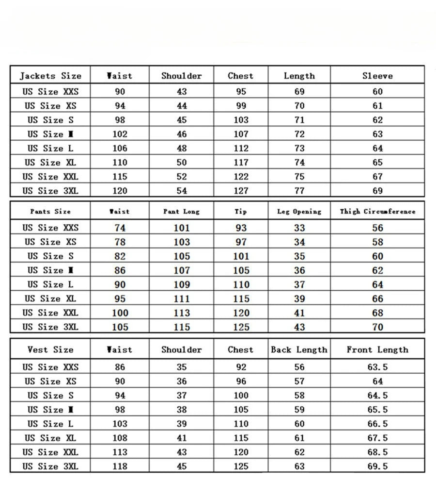 Ensemble de costume 3 pièces veste + gilet + pantalon