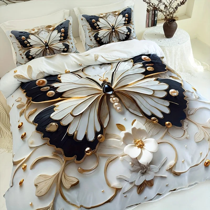 Luxury Bedding Set 3D Printing Butterflies 2-3 Piece Set (No Core) Suitable for Bedroom Duvet Cover Set Gift Halloween HomeDecor