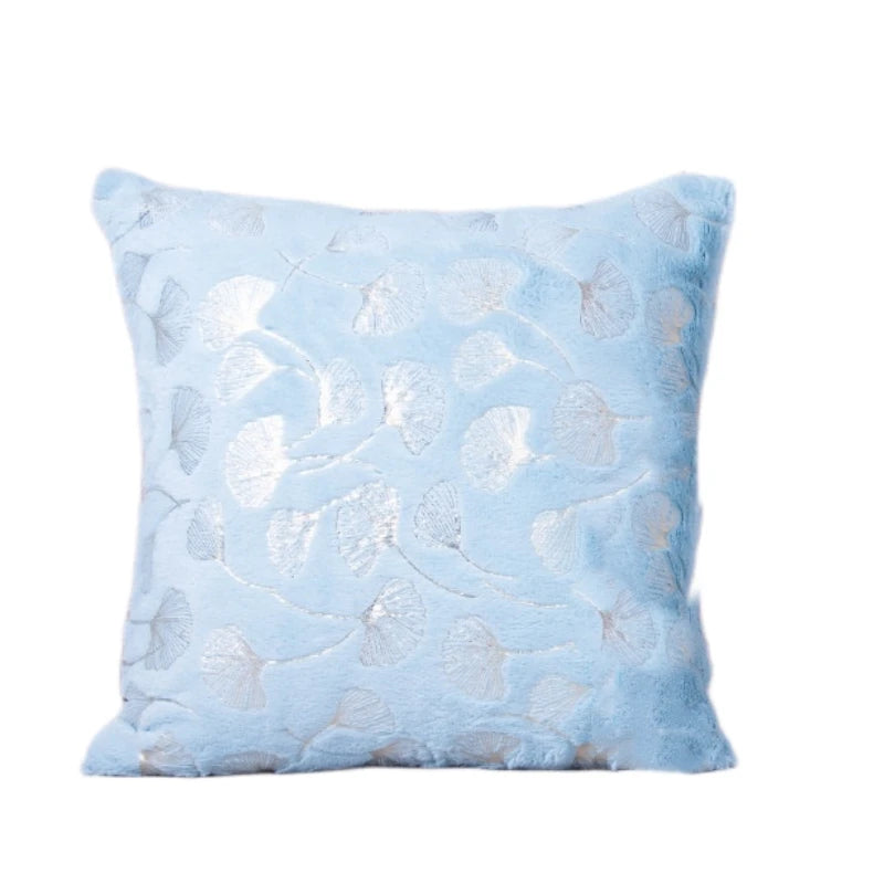 Golden Printed Ginkgo Leaf Pillow Cover 45*45cm 30*50cm Decorative Pillowcase for Living Room Luxury Plush Fur Cushion Covers