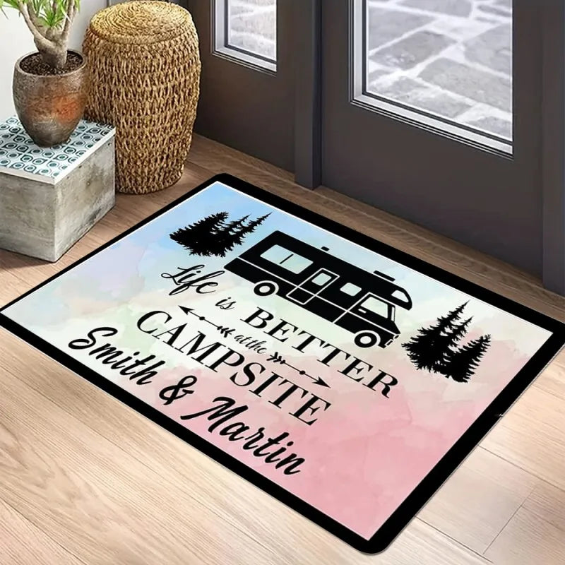 Playful Camper Car Printed Floor Mat for Living Room and Bedroom Anti-Slip Carpet Cozy Welcome Rug Home Decor Festivals Gifts