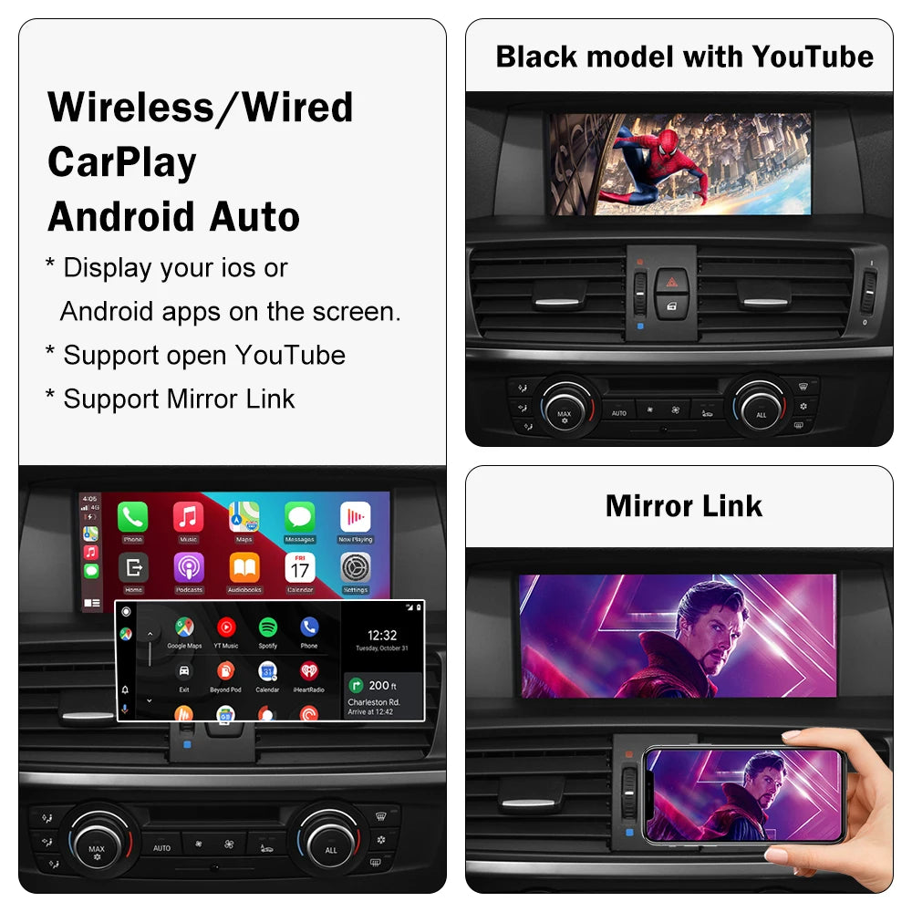 Road Top Wireless CarPlay for BMW X3 F25 G01 X4 F26 CIC,NBT,EVO System 2011-2020, with Android Mirror Link AirPlay Carplay Kits