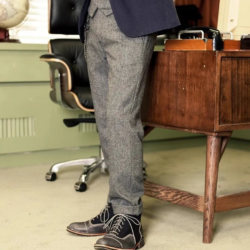 Pantalon de costume en laine style rétro