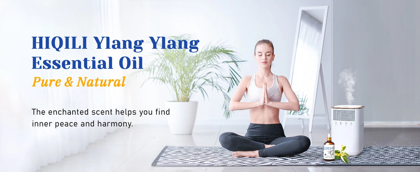 HIQILI Ylang-Ylang Essential Oil 100ML Citronella Geranium 100% Natural Tree Oil for Skin Massage Stress Relief & Aromatherapy