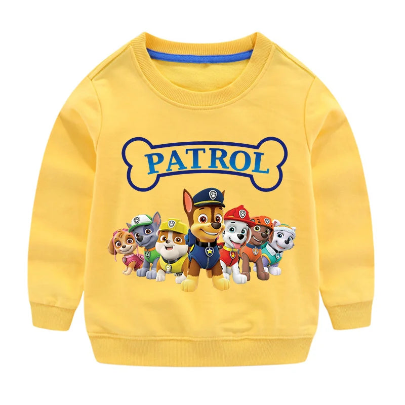 2024 Cute Paw Patrol Sport Casual Hooded Sweatshirt Cartoon Paw Patrol Patchwork Pullover Autumn Hood Sportswear Birthday Gifts