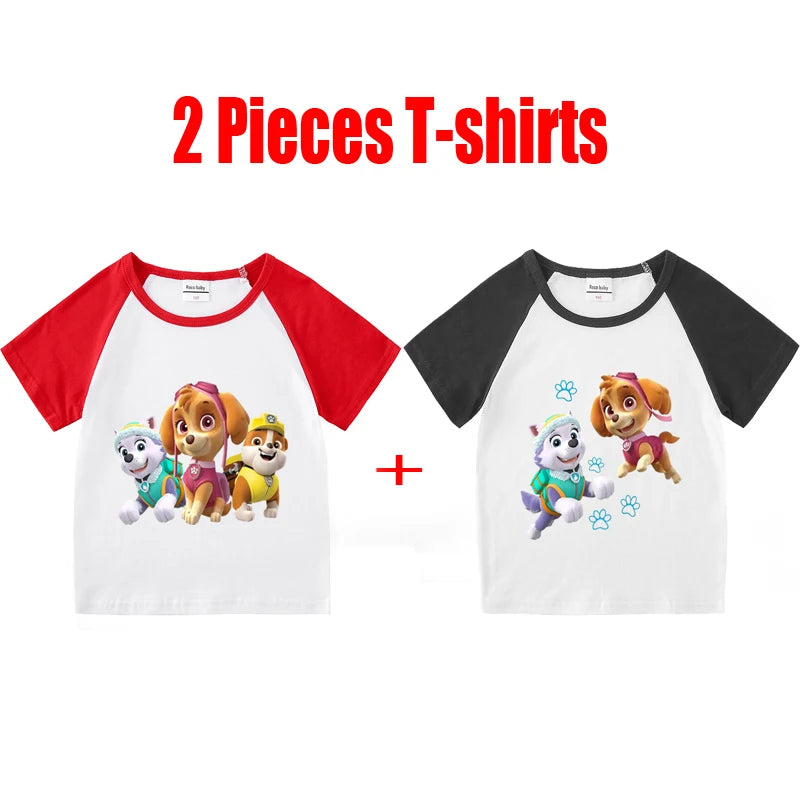 Children's PAW Patrol T-Shirt Kids Clothes Boys Girls Summer Cartoon Tops Short Sleeve Clothes 100% Cotton Baby Clothing