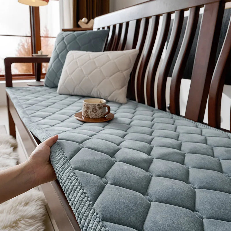 Velvet Solid Wood Sofa Cover Four Season Universal Solid Color Non-Slip Sofa Cushion Sofa Towel Home For Living Room Decoration
