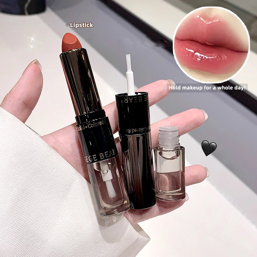 Gege Bear Double-ended Lipstick with Lip Oil for Moisturizing and Hydrating Layered Color-developing Long-lasting Lipstick