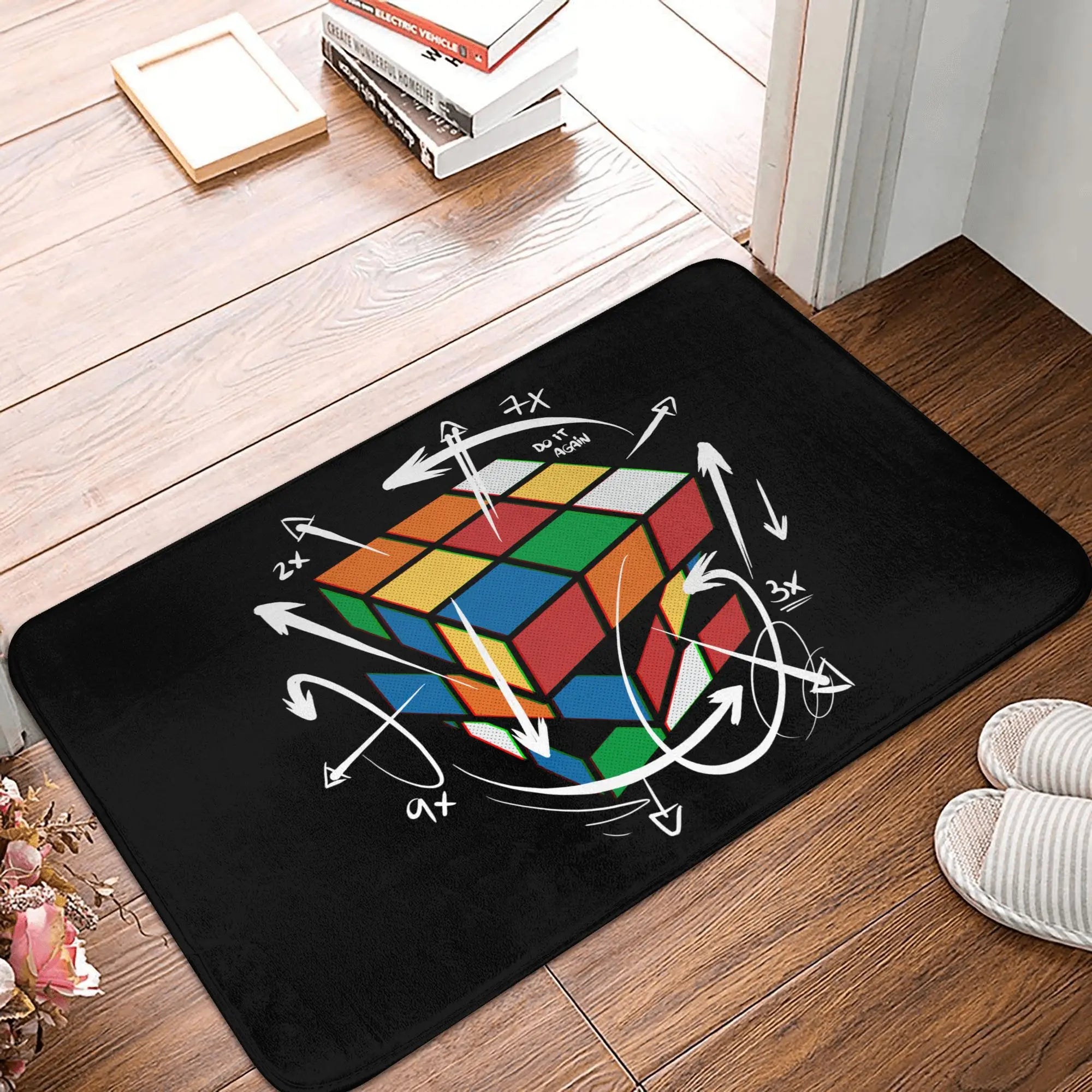 Math Rubiks Cube Floor Door Kitchen Bath Mat Anti-Slip Indoor Geek Teacher Gift Doormat Toilet Entrance Carpet Rug