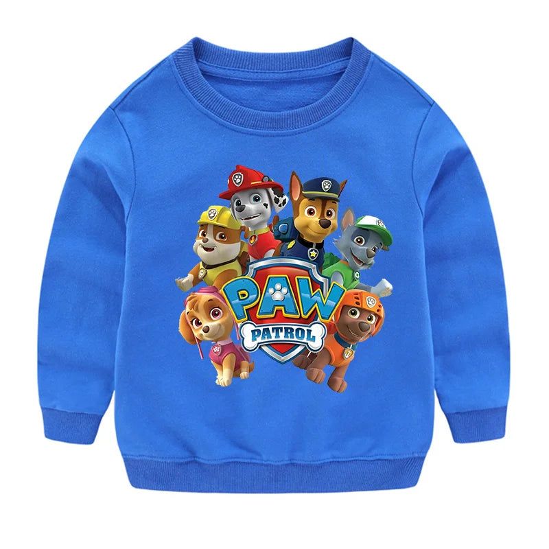 2024 Cute Paw Patrol Sport Casual Hooded Sweatshirt Cartoon Paw Patrol Patchwork Pullover Autumn Hood Sportswear Birthday Gifts