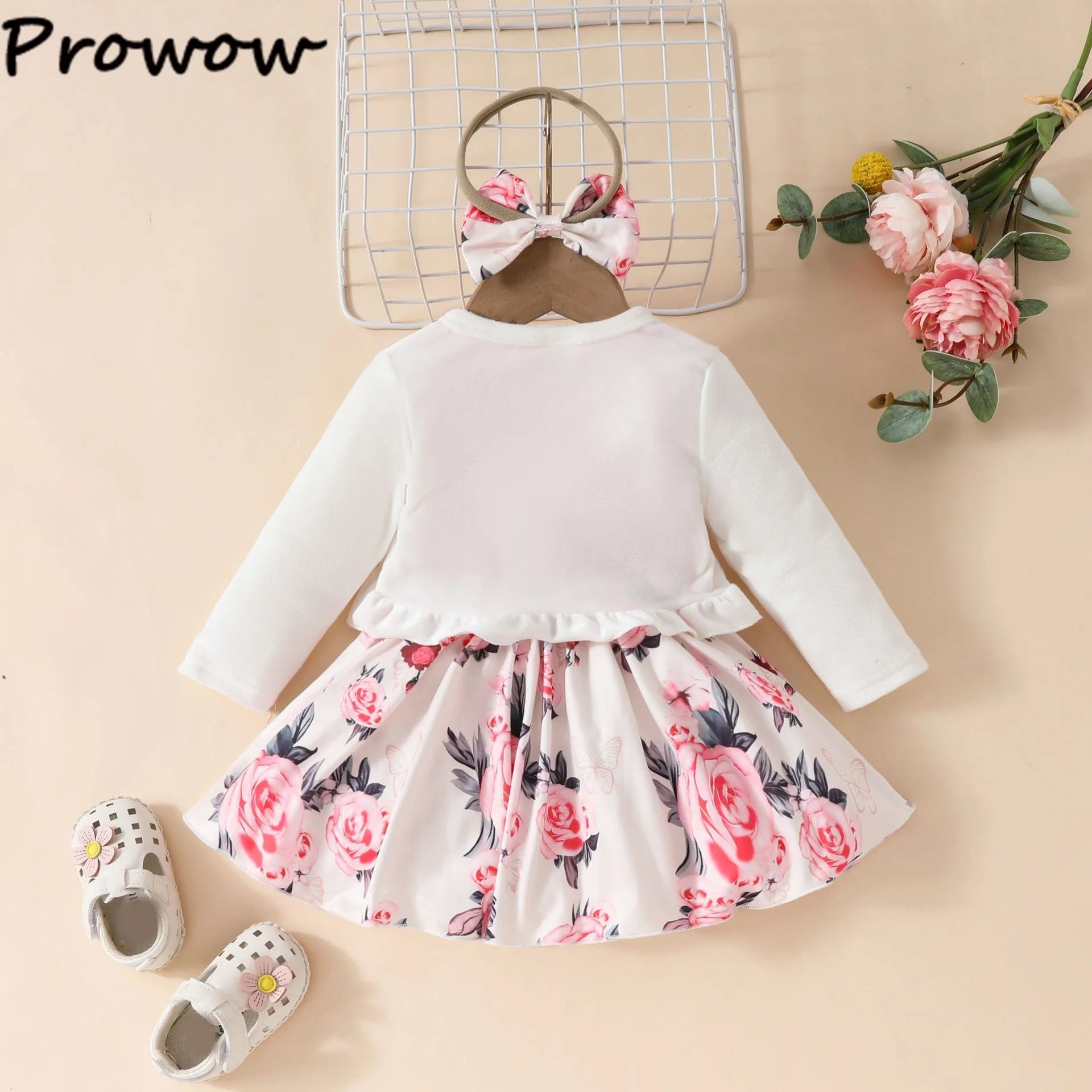 Prowow 0-3Y New Year Baby Dresses Green Velvet Coat Cardigan+Gingerbread Man Dress For Newborns My First Christmas Baby Clothes