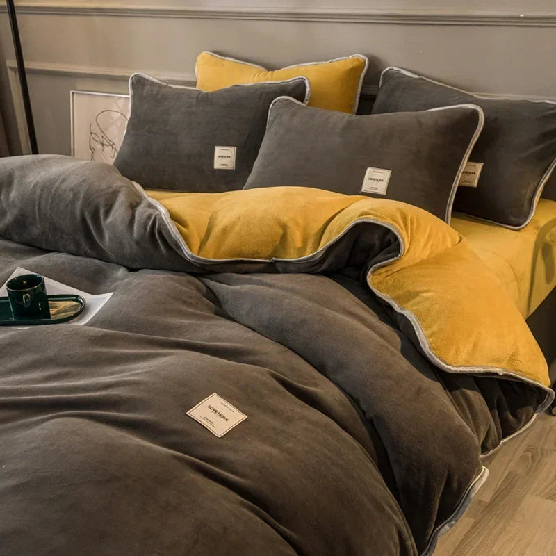 Winter New Coral Velvet Warm Quilt  Cover Soft Plush Quilt Cover Flannel Duvet Cover Bedding Home housse de couette 이불커버