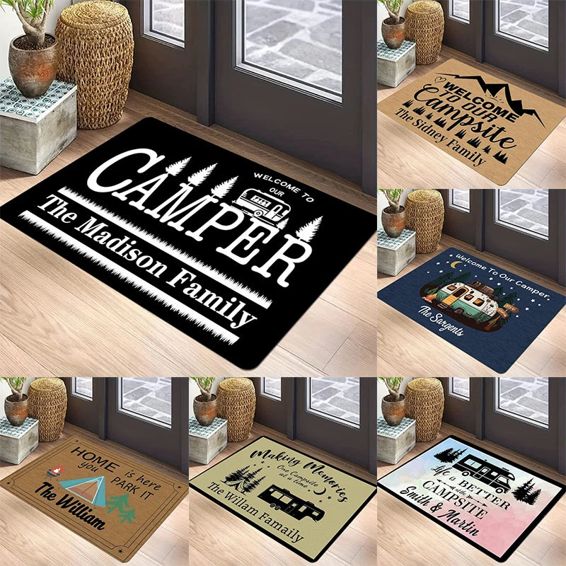 Playful Camper Car Printed Floor Mat for Living Room and Bedroom Anti-Slip Carpet Cozy Welcome Rug Home Decor Festivals Gifts