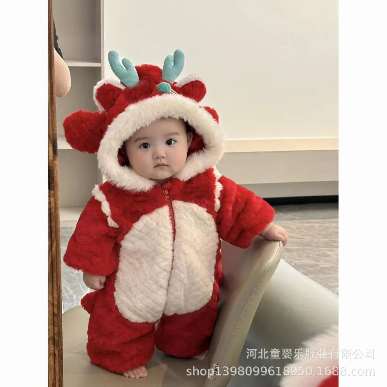 Baby Rompers Zipper New Year Clothes Autumn Winter Baby Clothes 2025 New Cute Baby Cartoon Warm Rompers