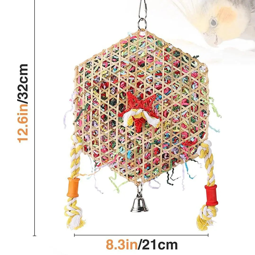 Parrot Toys Colorful Wooden Bird Supplies Unique Shape Diverse Ways To Play Complete Variety Large Parrot Bite Bird Toys