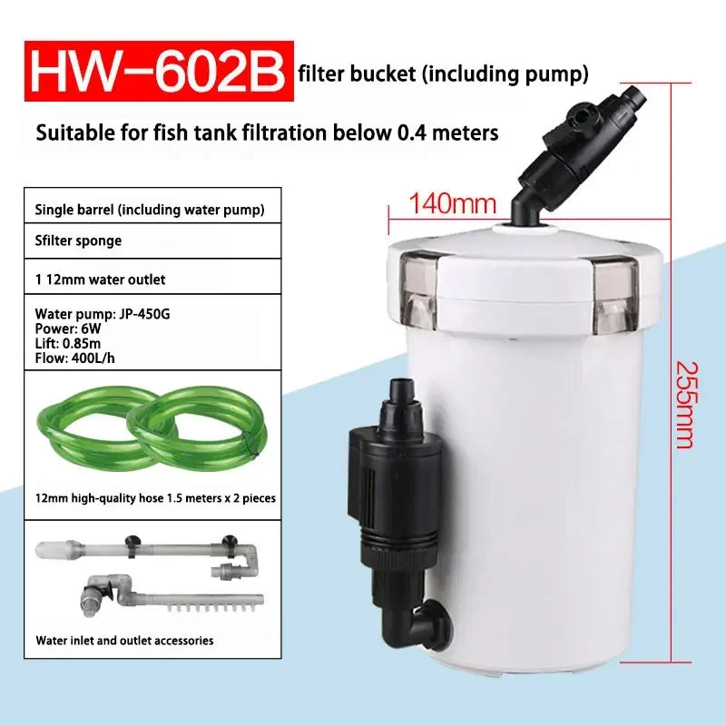 SUNSUN Outside Filter Barrel Silent Filter Barrel Aquarium Filter Pump Fish tank External Filter Fish Tank Accessories HW-602B