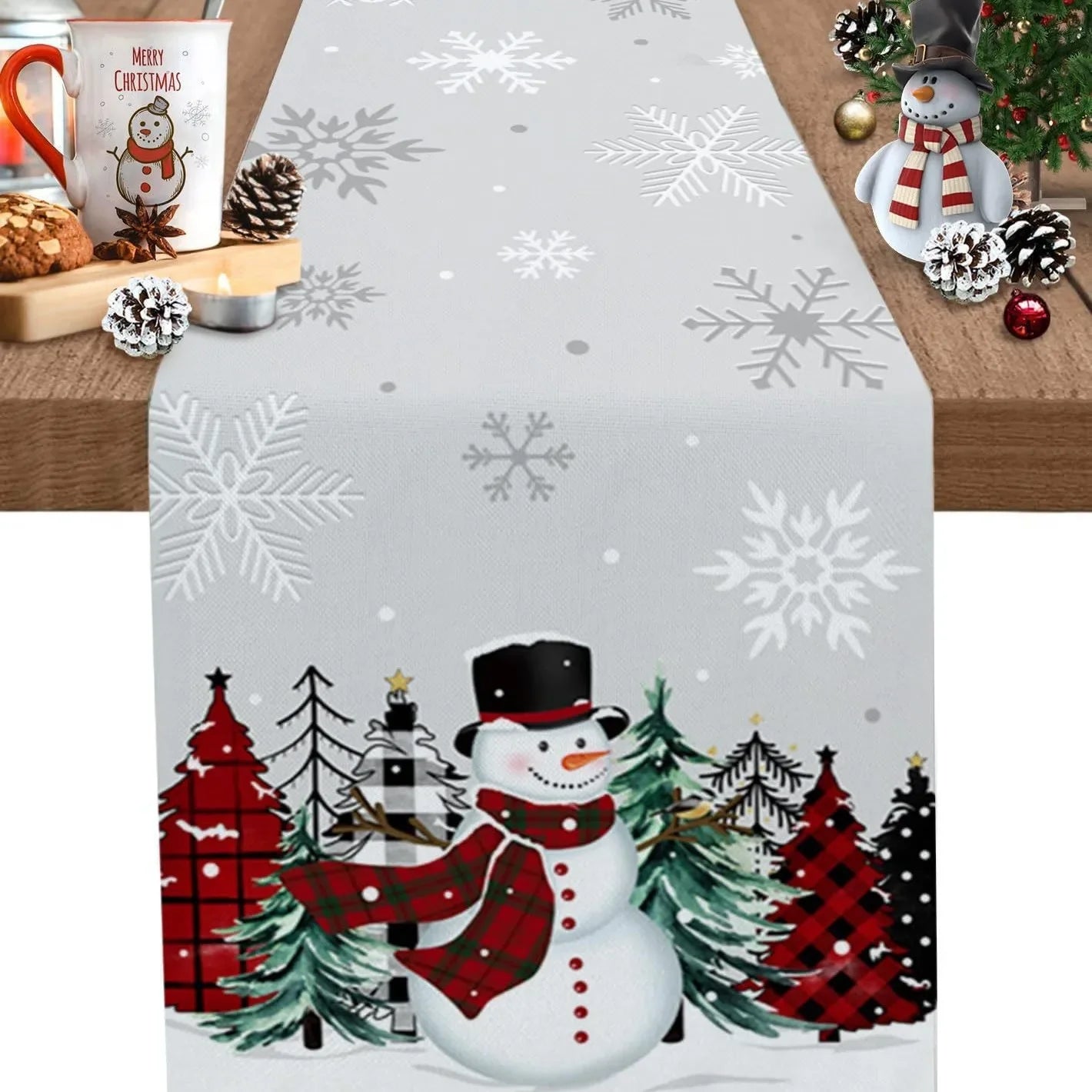 Santa Claus Table Runner Living Room and Bedroom Backdrop Decoration Fabric, Christmas Home Soft Decoration
