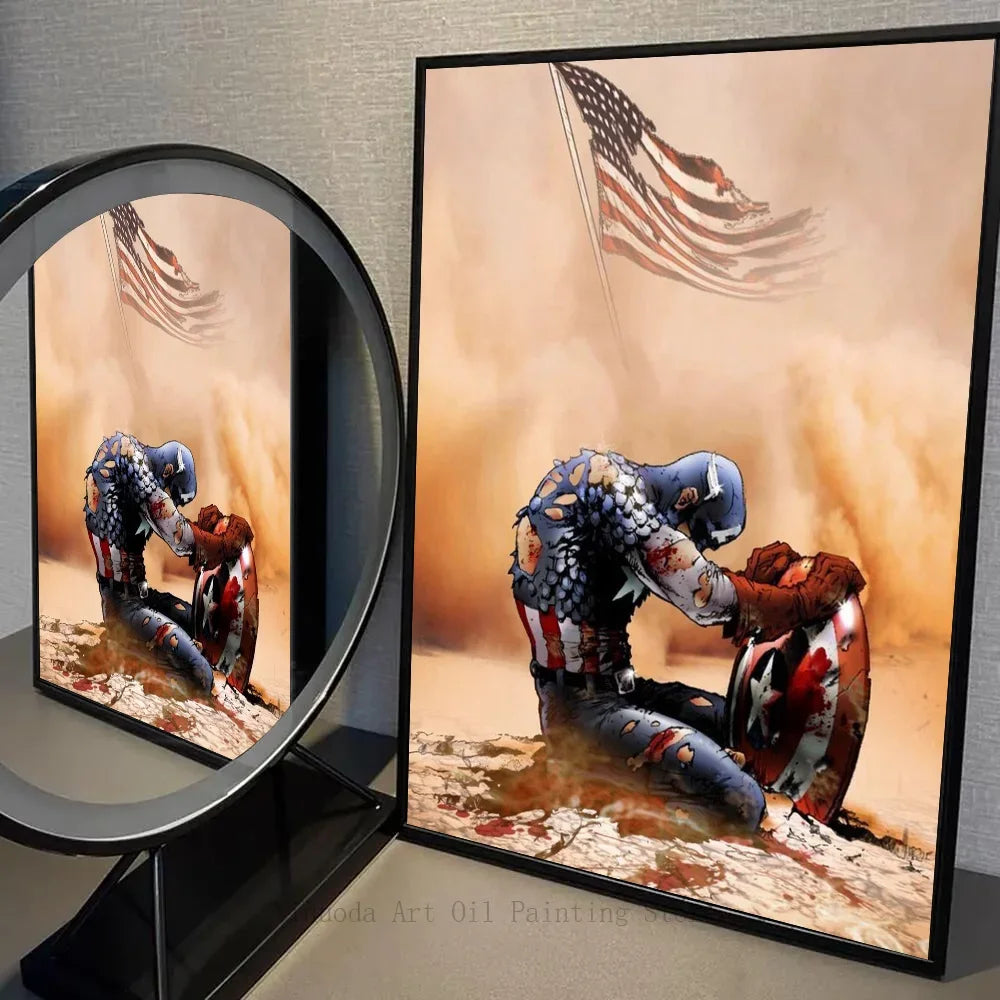 Marvel Movie Captain America Wall Art Posters Retro Style Modern Home Decor Canvas Painting Picture Prints Artwork Mural Print