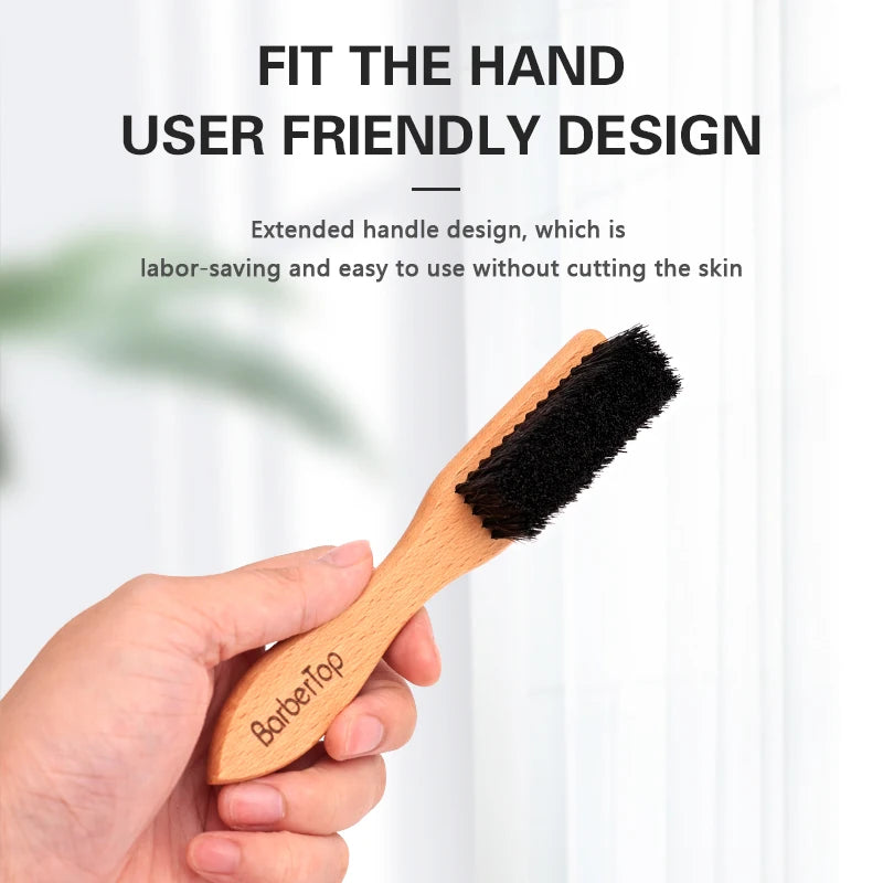 Barbertop Men Barbe Brosse Poignée boisée Brosse de nettoyage de cheveux doux Cheveux cassés