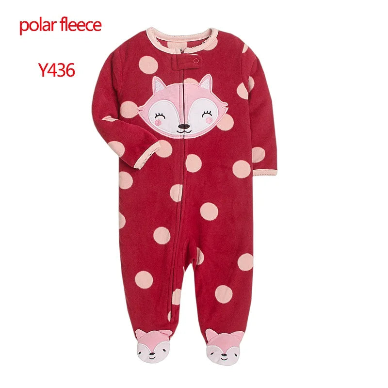 Newborn Baby Boy Girl Overalls Spring Autumn Polar Fleece Infant Baby Boy Romper Cute Animal Toddler Girl Pajamas