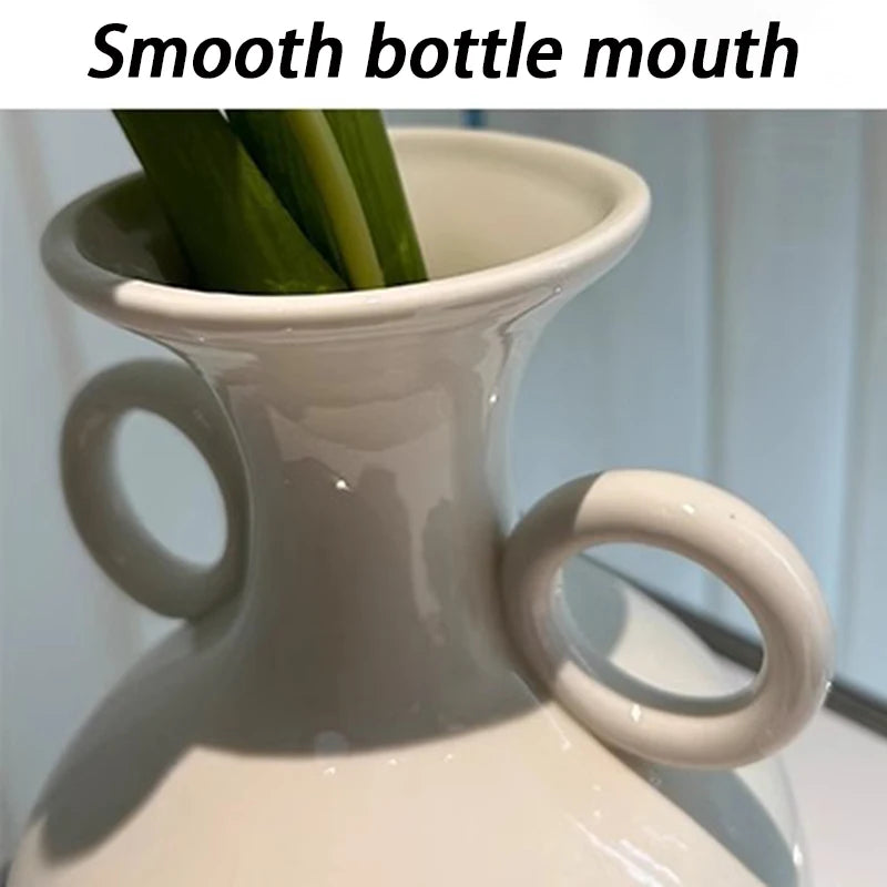 Vintage White Ceramic Vase Flowers Dining Table Wedding Living Room Flowers Bottle Aesthetic Elegant Ornaments Vases Home Decor