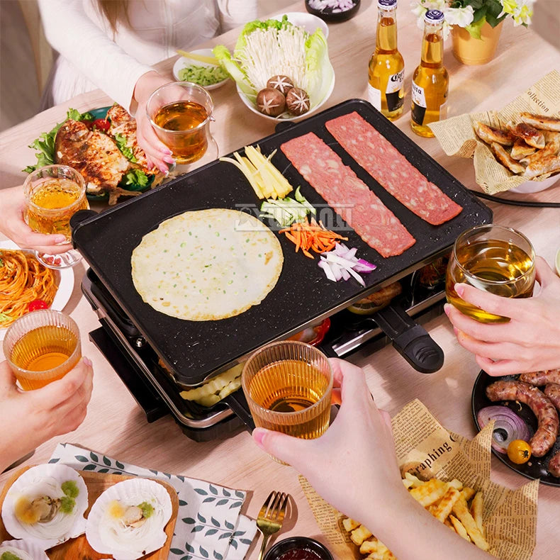 Double Layers Grill Household Electric Griddle Smokeless Non-stick Barbecue Pan Multifunctional Baking Pan
