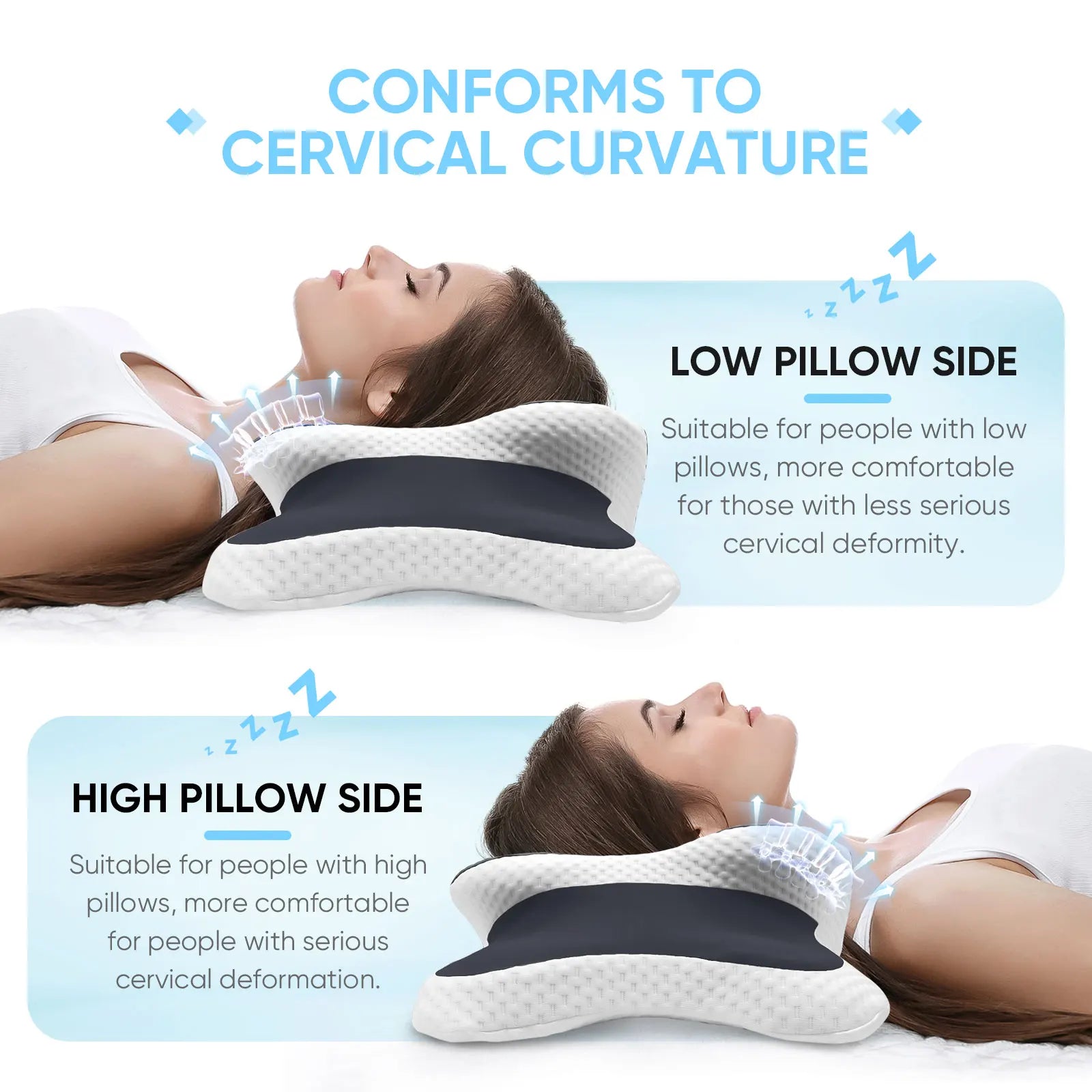 Ergonomic Memory Foam Pillow Orthopedic Neck Support for Side Back Sleepers Ice Silk Pillowcase Ideal Christmas New Year Gifts