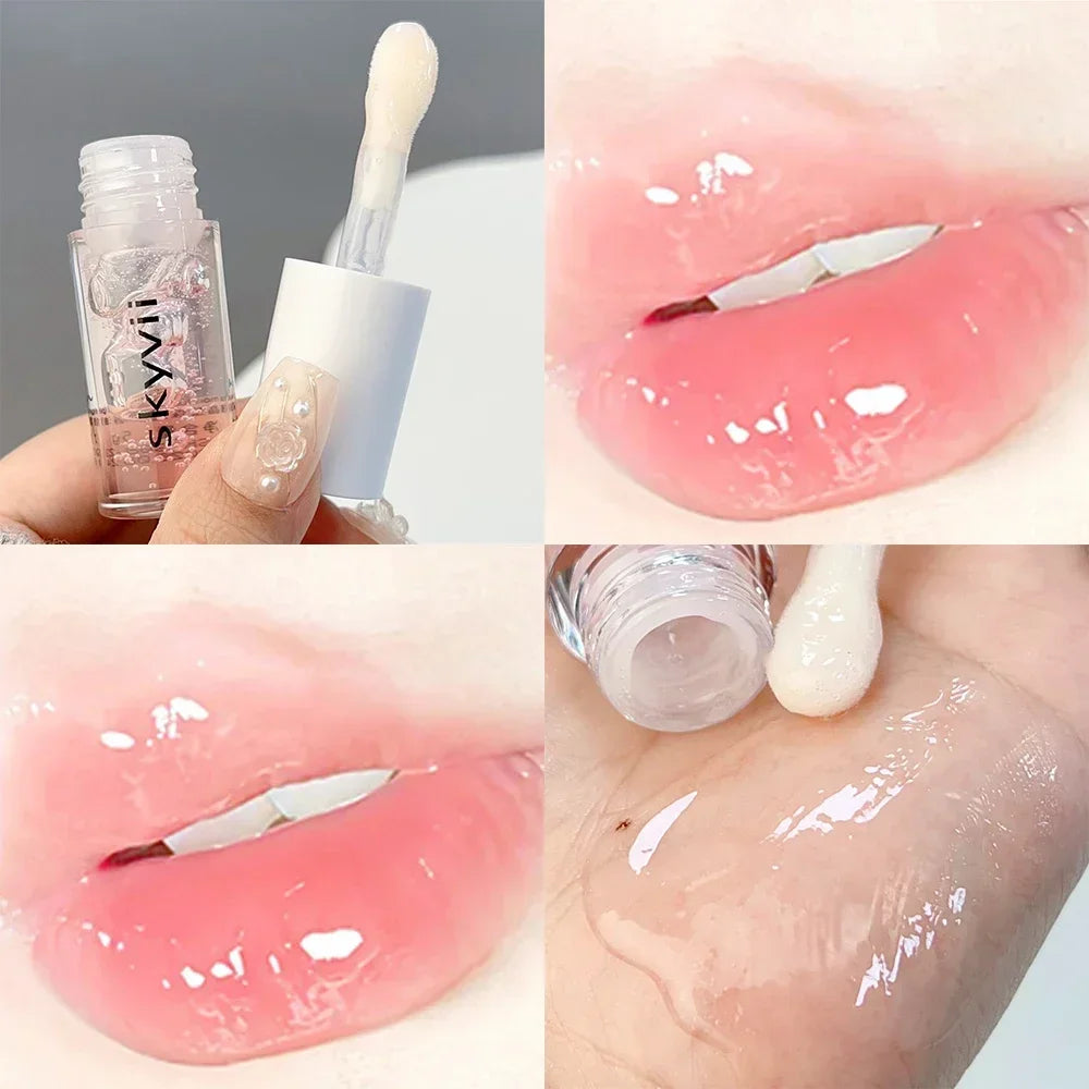Strawberry Jelly Lip Oil Glossy Tint Glaze Lipstick Moisturize Liquid Fruit Jam Lip Beauty Treatment Transparent Hydrating Balm