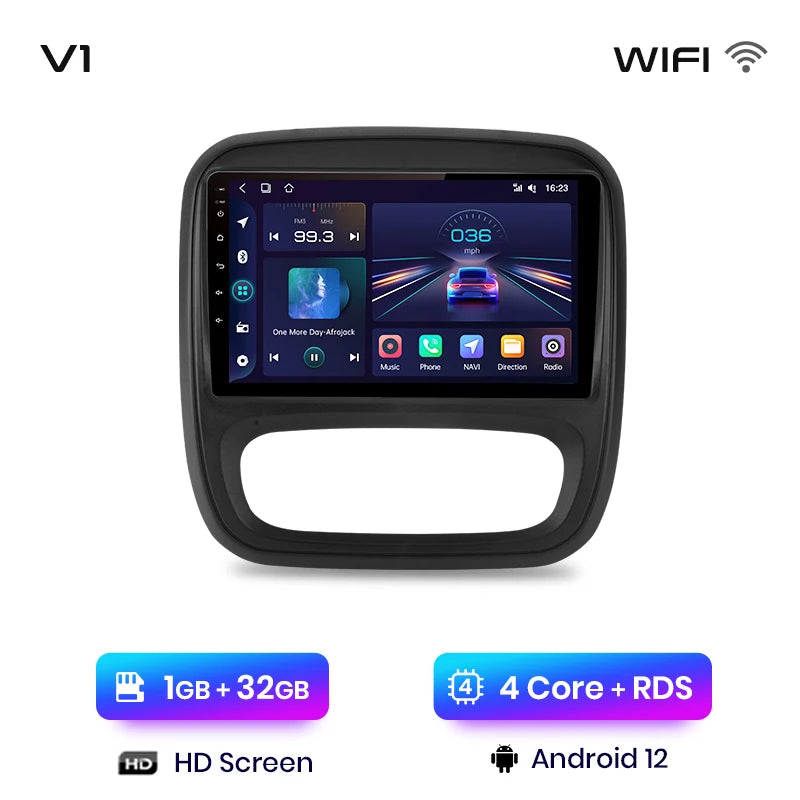 CarPlay Android Auto Autoradio pour Renault Trafic 3 2014 a 2021 et Opel Vivaro B de 2014 à 2018