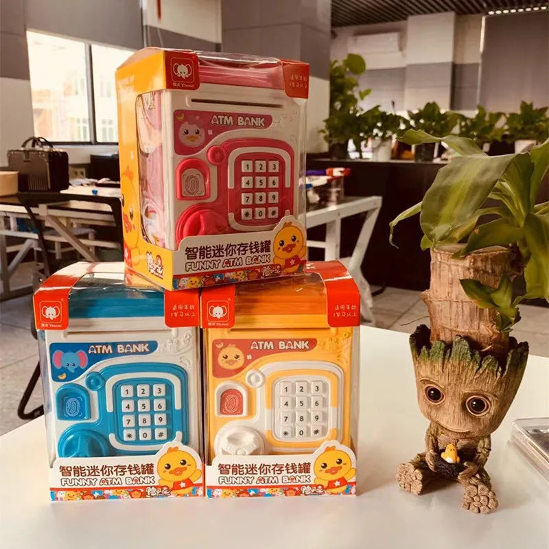 Children's Smart Mini Piggy Bank Voice Fingerprint Password Piggy Bank Boys and Girls Play House Toys