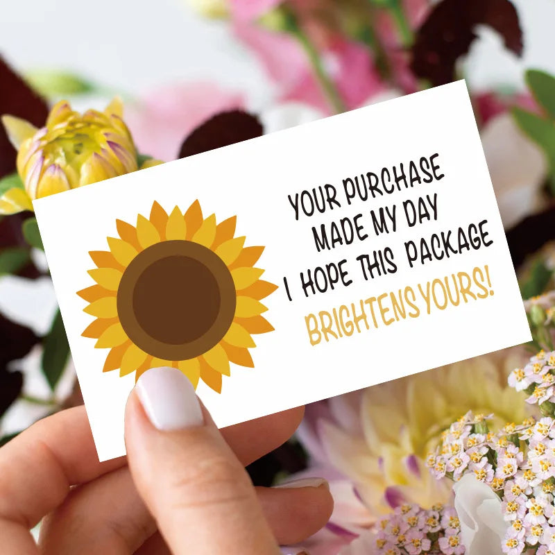 50 قطعة من بطاقات الشكر "مشترياتك جعلت يومي جميلاً" - بطاقات تهنئة للتسوق - بطاقات معايدة للشركات الصغيرة - ملحقات العبوات
