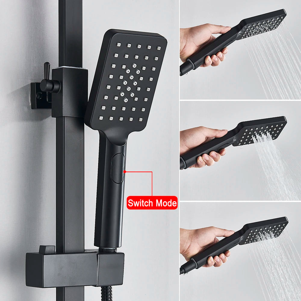 4 Ways Digital Display Shower Faucet Bathroom Thermostatic/Hot Cold Rainfall Shower Head Brass Rotate Mixers Bidet Faucet