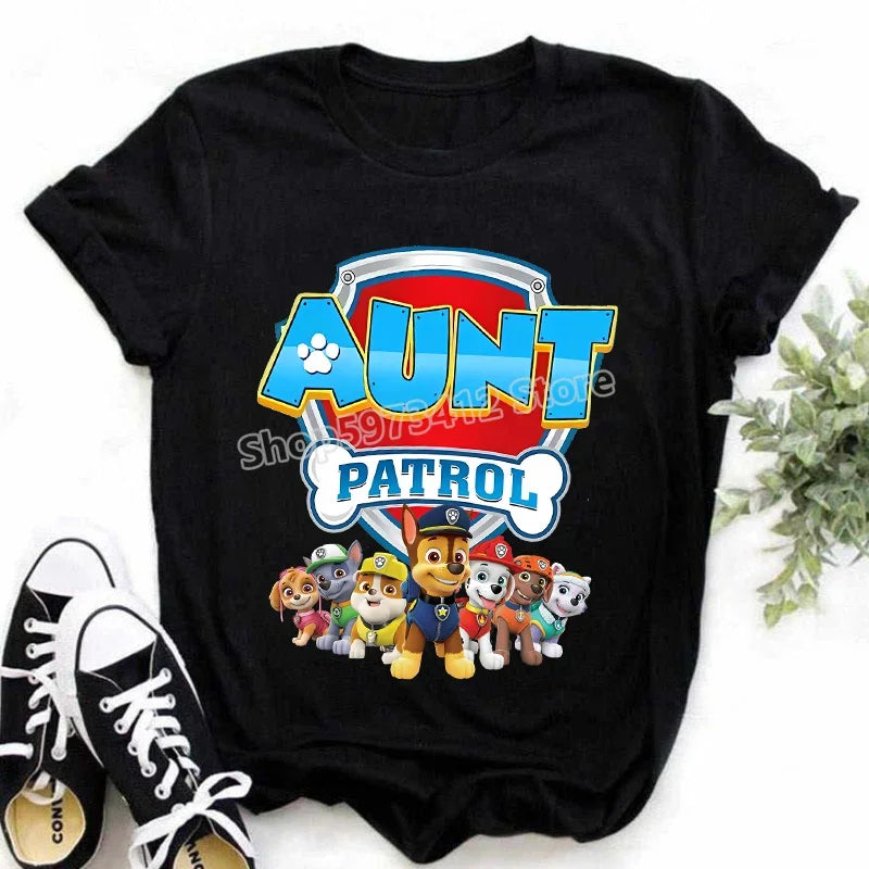 Paw Patrol Summer Tops Cotton T-shirt White Shirt Print Women Cartoons Fashion Black Clothes Man Adult Tee Short Sleeve Clothing