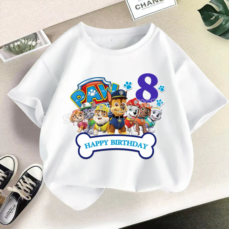 Paw Patrol Child Short Sleeve T-shirt Cartoon Chase Skye Printed Pullover Boys Girls Summer Breathable Casual Cotton Tops Gifts