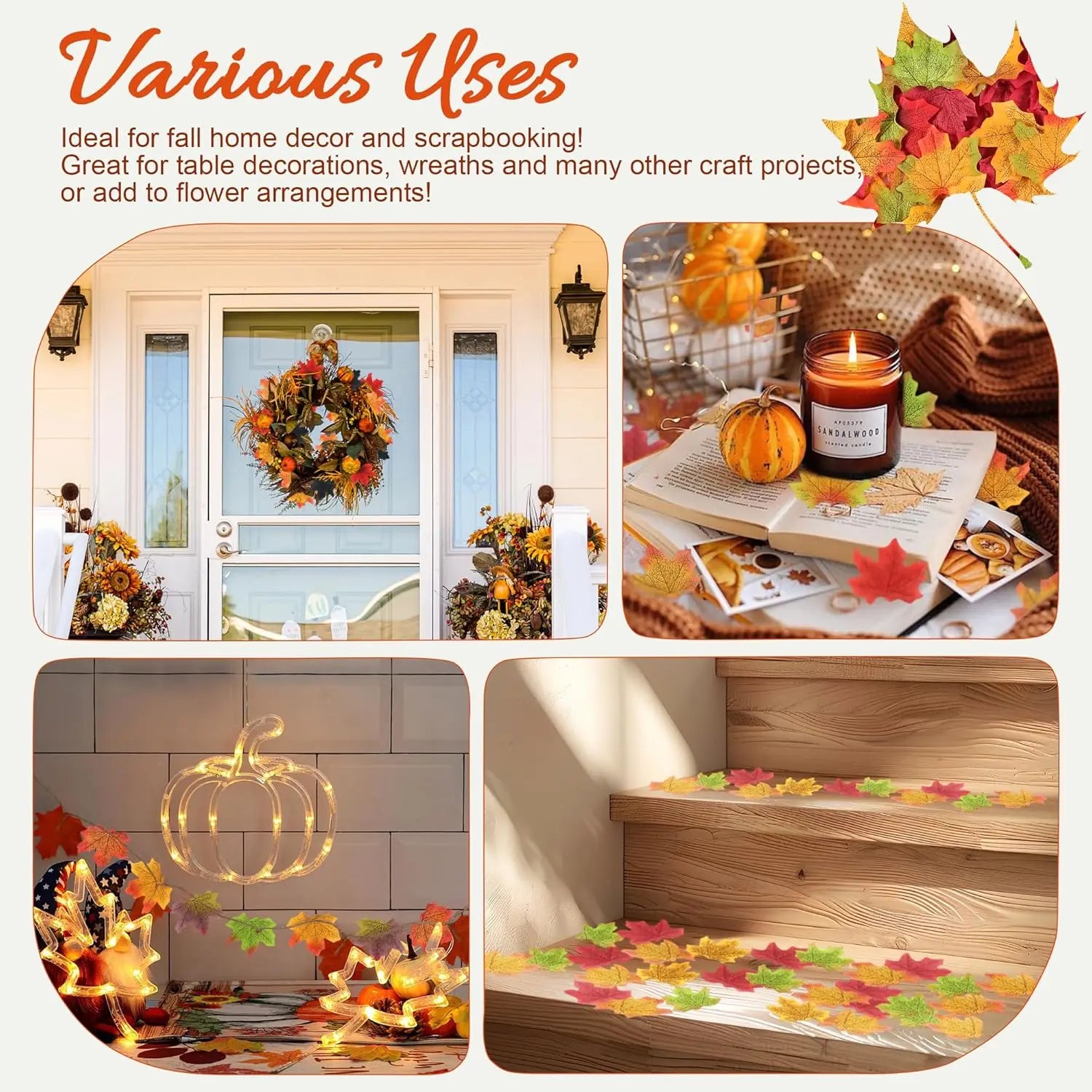 Yannew 500pcs Artificial Fall Maple Leaves Silk Leaf for Craft DIY Thanksgiving Wedding Party Decoration Autumn Home Table Decor