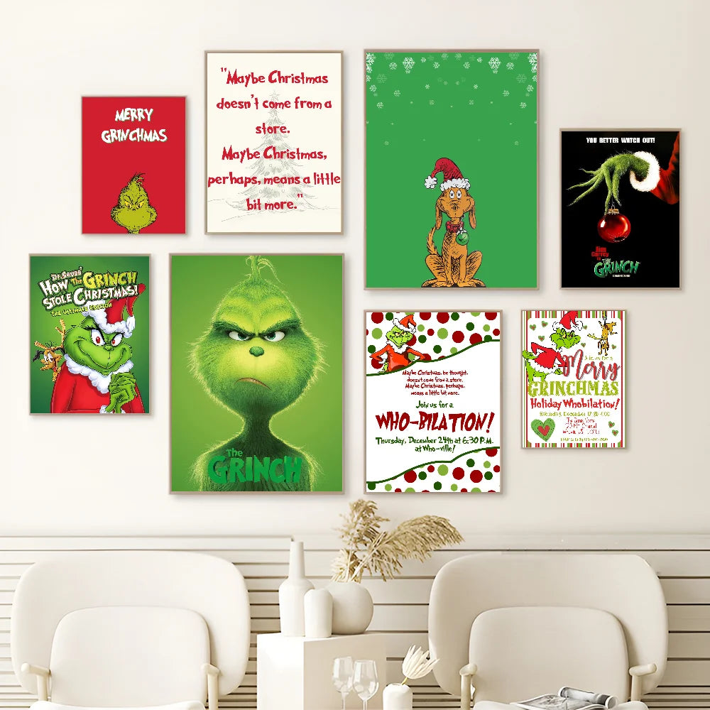 Film The G-Grinch C-Christmas DIY Sticky Poster Whitepaper Prints Posters Artwork Vintage Decorative Painting
