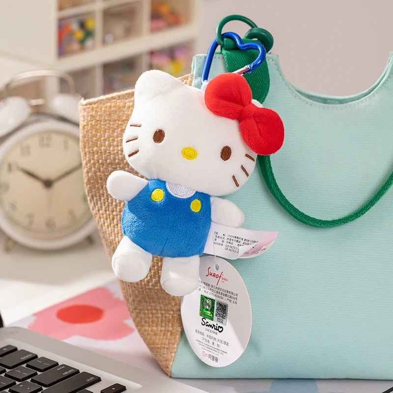 Genuine Sanrio Hello Kitty Cute Girl Keychain Car School bag Pendant Kids Plush Toys Keyring Plushier Birthday Thanksgiving Gift