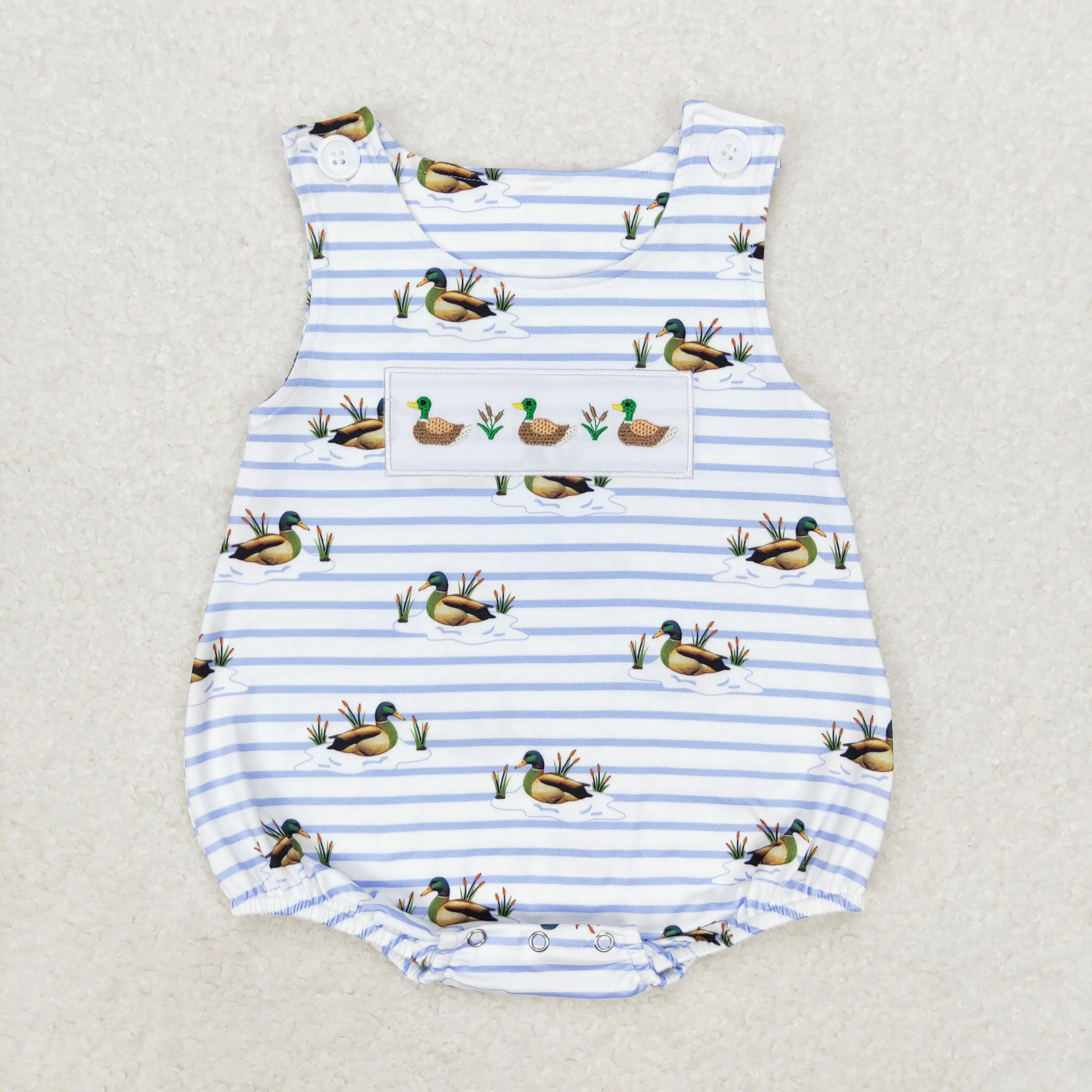 Wholesale Kids Children Short Sleeves Onesie Newborn Toddler Cotton Embroidery Baby Infant Boys Hunting Deer Duck Dog Rompers