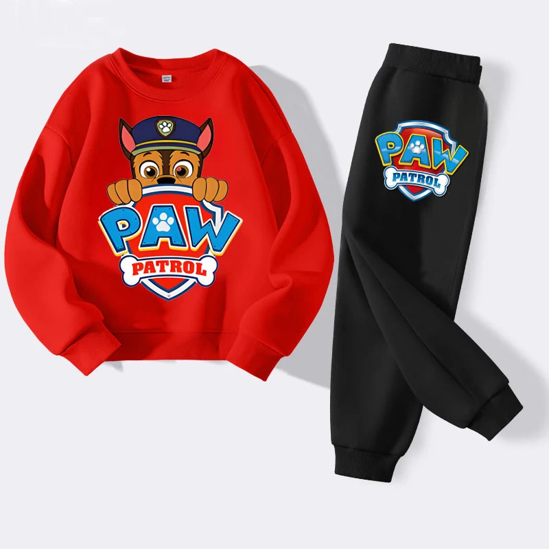 PAW Patrol Cartoon Printed Boys Sweatshirts Sets Children's Casual Pullovers Pants 2 Piece Kids Tracksuits Sport Suits