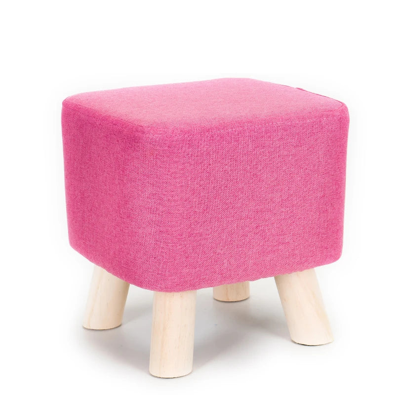 Elastic Footstool Cover Cotton Linen Stretch Sofa Protector Ottoman Slipcover Washable Ottoman Pouffe Foot Rest Stool Covers