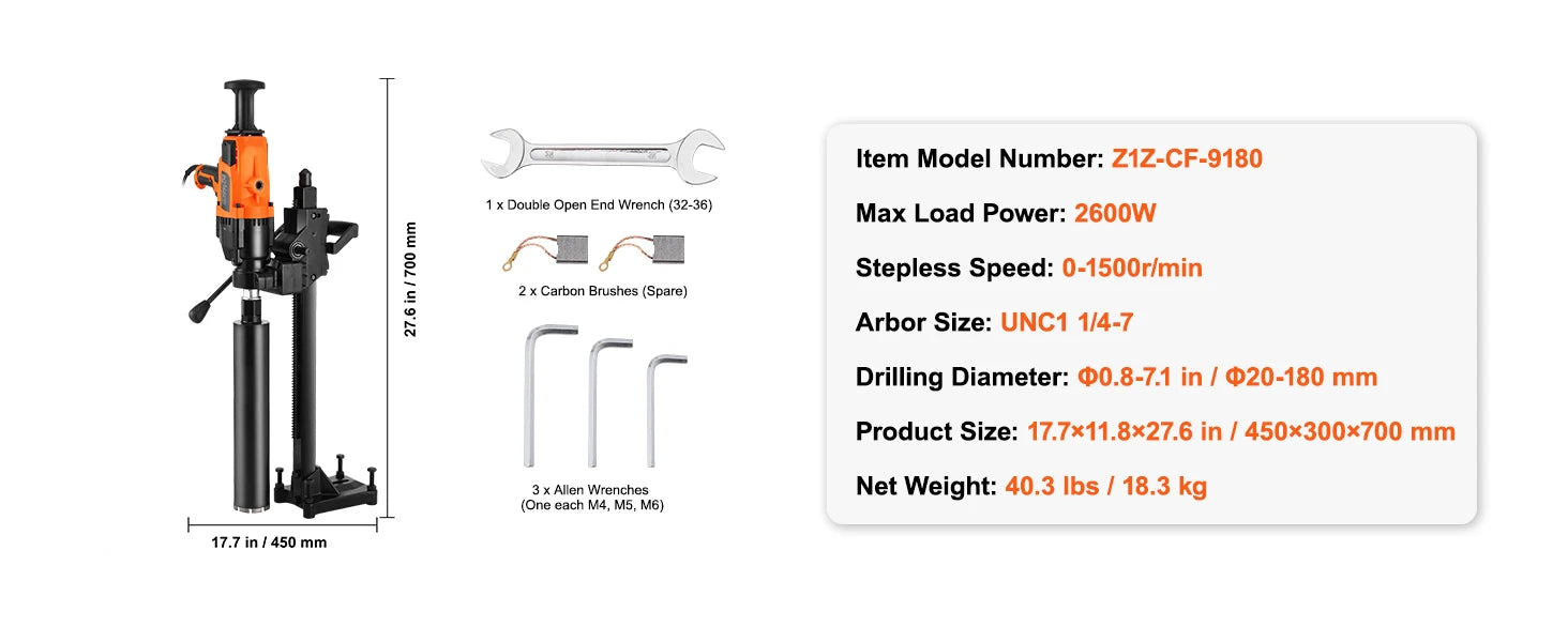 Carotteuse a main Diamètre de forage foreuse