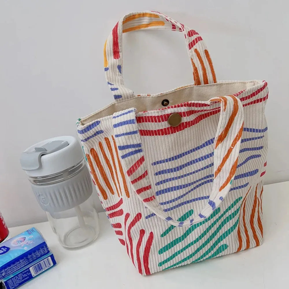 Sac à cosmétiques en velours côtelé à rayures colorées,articles divers, sac de rangement de maquillage esthétique