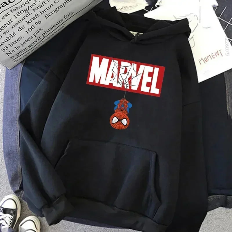 Daily Marvel Printed Men Hoodies Cartoon Hipster Spiderman Creative Fashion Graphic Trendy Autumn Winter Male Sweatshirts