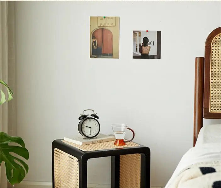 Table basse en rotin massif style Wine--sabi, meubles japonais, table d'appoint antique pour canapé, table carrée rétro pour balcon