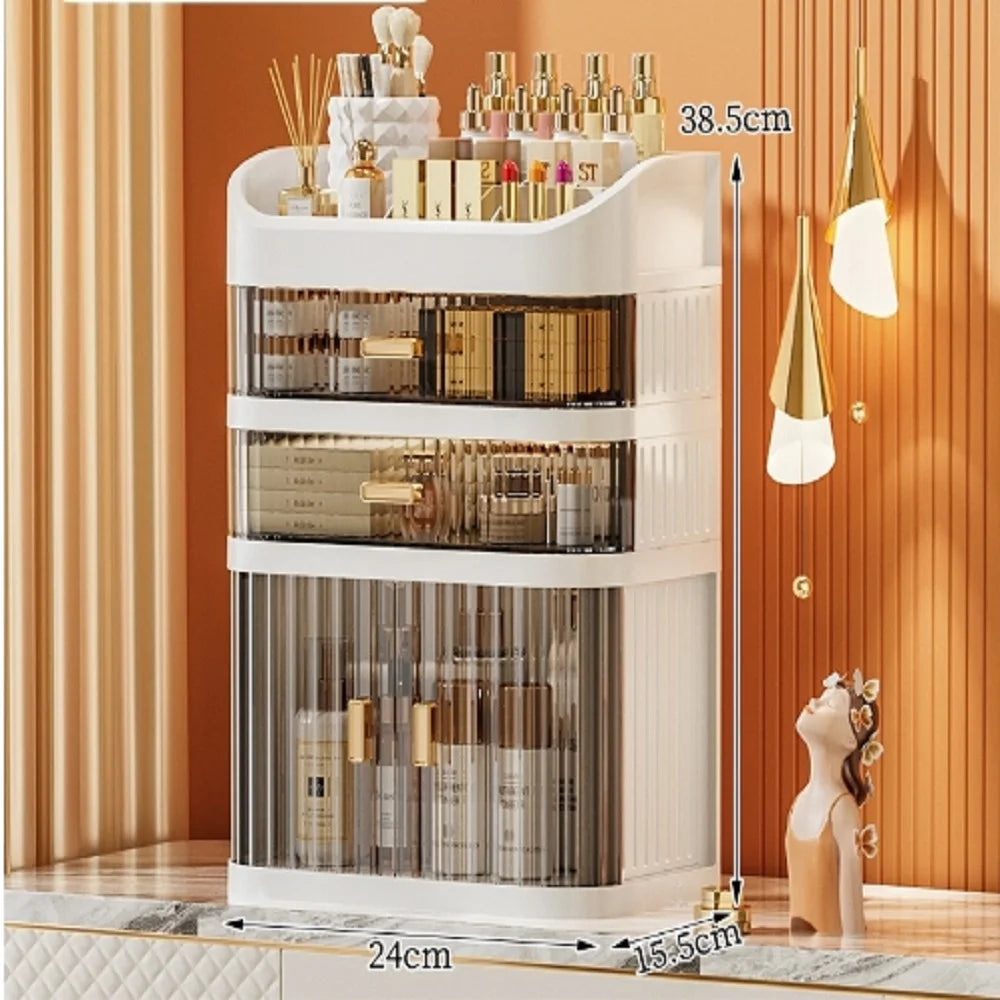 Caja de almacenamiento de cosméticos de gran capacidad, cajón organizador de maquillaje, joyería, esmalte de uñas, contenedor de