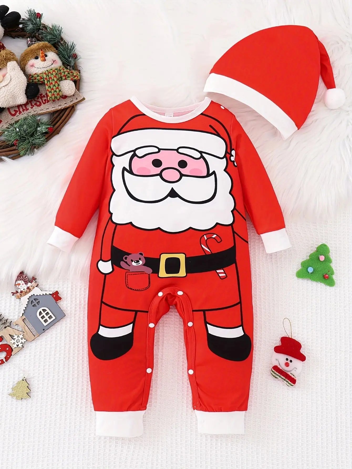 Prowow Baby Christmas Clothes 2025 Cartoon Pattern Green Romper Xmas Jumpsuit For Kids Newborn New Year Baby Costume Boy Girls