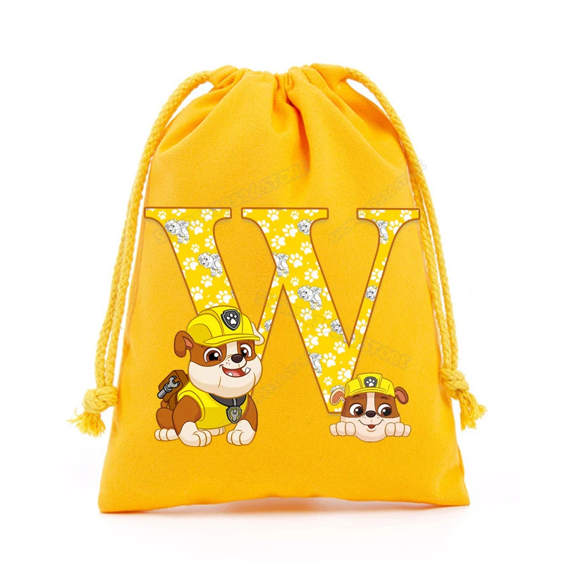 Paw Patrols Drawstring Storage Bag Rubble A-Z Letter Candy Gift Package Cartoon Key Pouch  Earphone Data Cable Dustproof Sacks