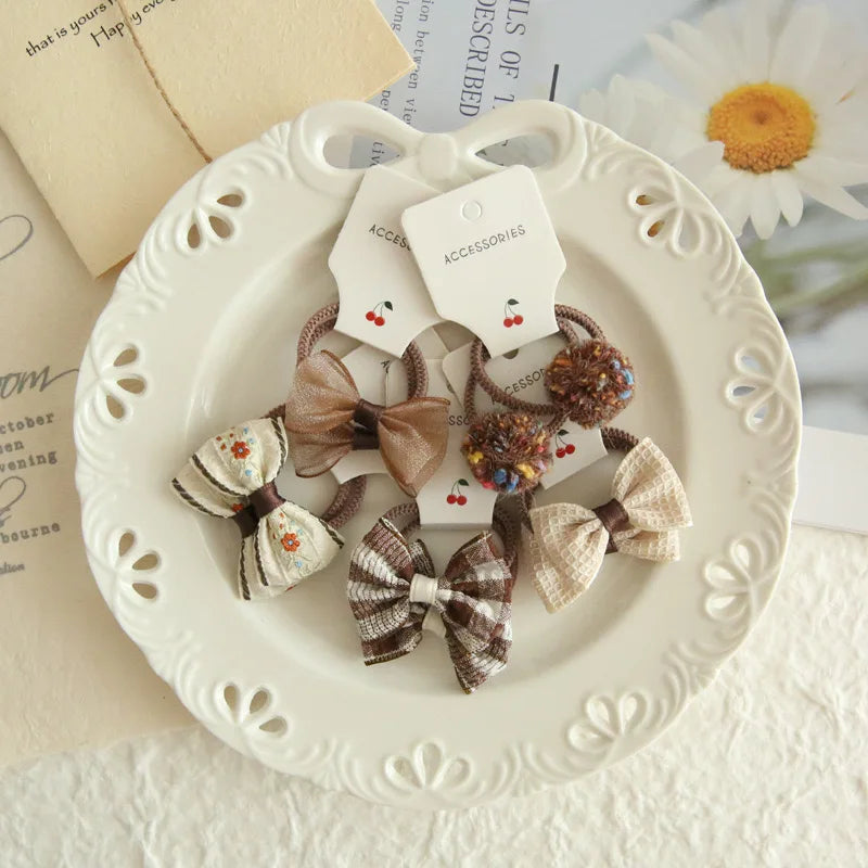 Elastic Hair Bow for Children, Children's Headwear, Hair Accessories for Girls, Cute Hair ties, Lovely Hair Rope, 10Pcs per Lot