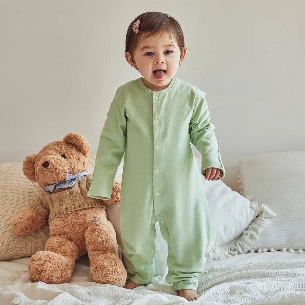 Baby Romper For 3-12Months Spring Thin 1.0Tog Jumpsuit Baby One-Piece Pajamas Soft Split-Leg Sleepwear Easy To Change Diaper