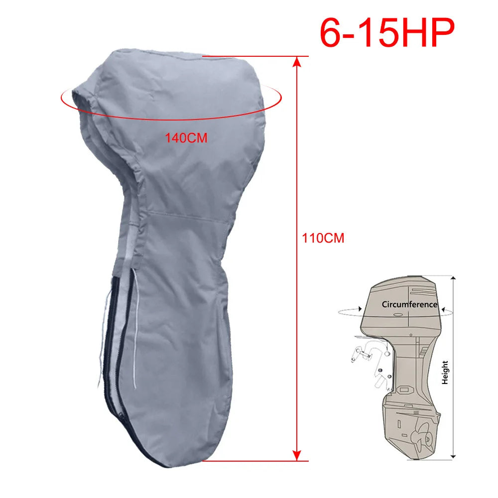 Multiple Specifications Boat Motor Cover Waterproof UV-Proof Full Outboard Motor Cover Fade and Crack Resistant Heavy-Duty 210D